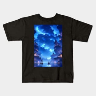 Fantasy Blue landscape Kids T-Shirt